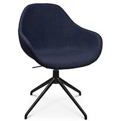 Vergaderstoel Topstar Sitness Life 2.0, draaibaar/zitting in hoogte verstelbaar, armleuningen, B 450 x D 460 x H 440-470 mm, 4-poots onderstel, aluminium zwart mat & stof, d.blauw
