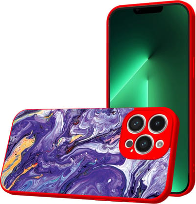 Smartphonica Telefoonhoesje Geschikt voor iPhone 13 Pro met Paars Goud Marmer opdruk - TPU Back Cover Case Purple Gold Marble Design - Rood geschikt voor iPhone 13 Pro