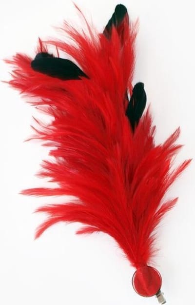 Verenpluim rood 30 cm buigbaar met speld en clip