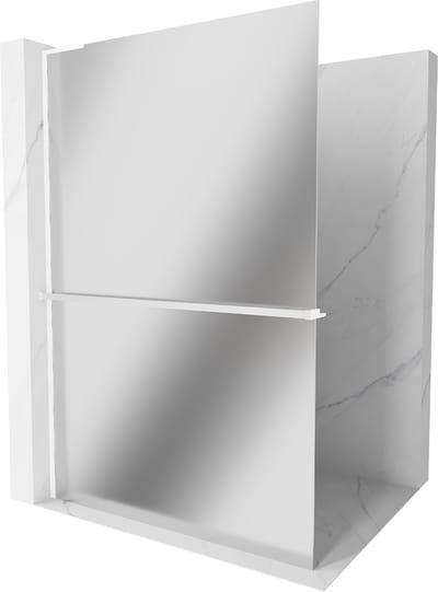 Mexen Kioto+ L douchewand met plank Walk-in 70 x 200 , spiegel, wit - 800-070-123-20-50
