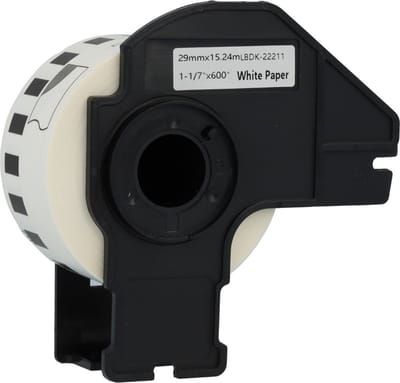 Dappaz - Brother Compatible DK-22211 Labels - Doorlopende labelrol - 29 mm x 15,24 m - Zwart op wit - 1 stuks