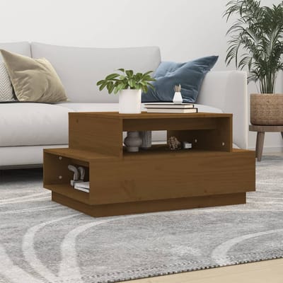 vidaXL - Salontafel - 80x55x40,5 - cm - massief - grenenhout - honingbruin