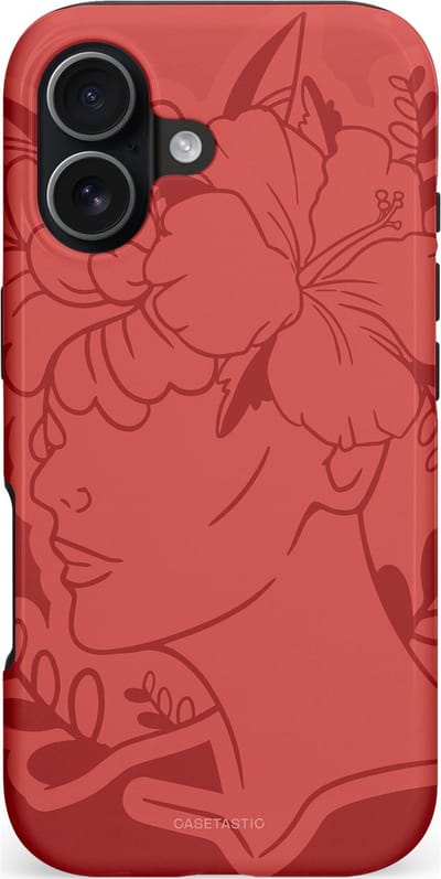Casetastic hoesje geschikt voor Apple iPhone 17 - MagSafe - Dubbellaagse bescherming - Bloemenfluistering - Fashion Case - Koraal Terracotta