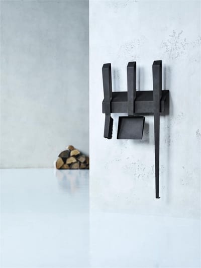 Haardset 3-delig Deens Design Edge 3 zwart – wandmodel – bezem, pook & schep – voor houtkachel