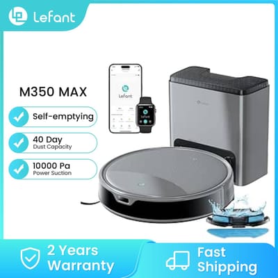 Lefant M350 MAX robotstofzuiger met dweilfunctie - Automatisch leegstation - Stofzuiger - 10.000 Pa zuigkracht - 2 extra stofzuigerzakken - Met app - Ideaal voor huisdieren