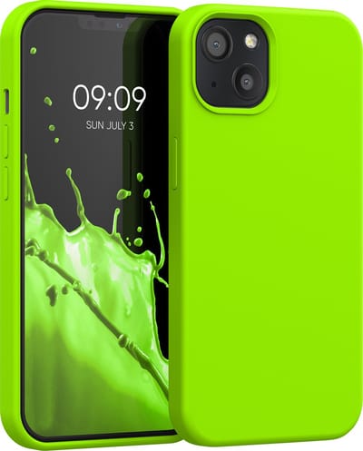 kwmobile telefoonhoesje geschikt voor Apple iPhone 13 - Hoesje met siliconen coating - Smartphone case in neon geel