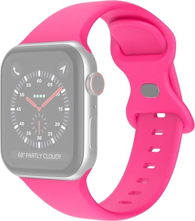Siliconen bandje - geschikt voor Apple Watch 1/2/3/4/5/6/7/8/9/10/11/ SE (1,2,3) met maat 38 mm / 40 mm / 41 mm en 42 mm (Watch 10/11) - maat S/M - barbiepink