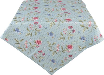 Clayre & Eef Tafelkleed 150x150 cm Blauw Groen Katoen Bloemen