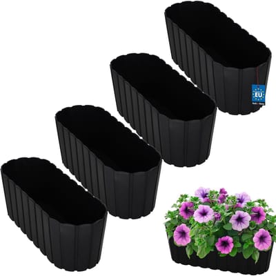 KOTARBAU® 4 st. Balkonbak, Bloembak voor Balkon, Kunststof, 40 x 13 x 13 cm, Antraciet, Plantenbak Balkon, Groot, Rustiek, Weerbestendig Plantenbak, voor Binnen en Buiten