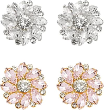 4 Stuks Rhinestone Knopen Covers, Bloem Knopen Covers voor Hemd en Tuxedo Accessoires, Lichtroze Decoratieve Knopen voor Kleding en Mode