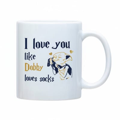 I Love You Like Dobby Loves Socks Mok 330 ml – Grappige Schattige Tekst Koffiemok – Cadeau voor Koppels & Fans