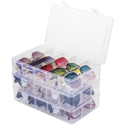 Unyqoos® Transparante brillenkokers set van 3 voor veilige en overzichtelijke opberging