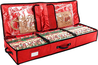 Opbergtas Cadeaupapier - Organizer Rol - Feestelijke Decoratie - Grote Opslagcapaciteit - 101 x 36 x 14 cm - Rood