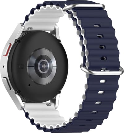 Siliconen bandje - geschikt voor Garmin Venu (2 Plus) / Venu SQ (2) / Vivomove (Style - Sport) / Vivoactive 3 / 5 / 6 / Forerunner 55 / 165 / 245 / 645 / 570 - 42mm - donkerblauw-wit