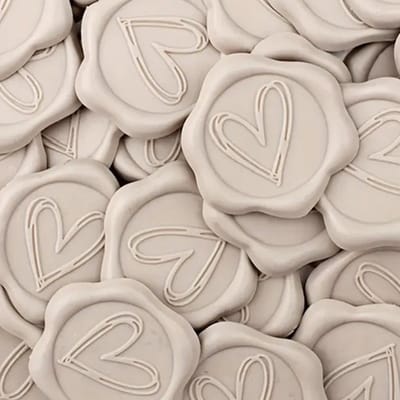 Wax seal stickers - Beige - Hartjes - 3,3 cm - Zelfklevend - sluitzegel - sluitstickers