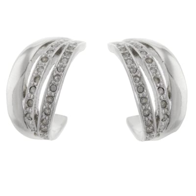Behave - Oorbellen dames - zilverkleur - kristal - klassiek - 2 cm