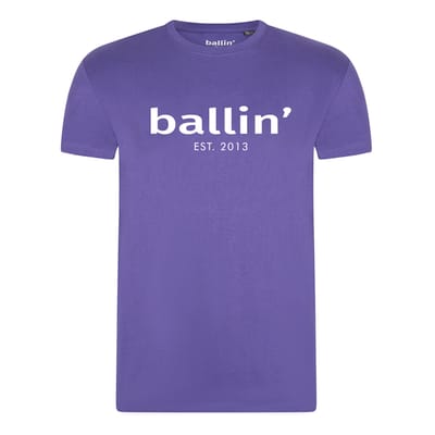 Heren Tee SS met Ballin Est. 2013 Regular Fit Shirt Print - Paars - Maat 3XL