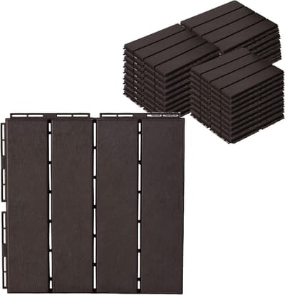 In elkaar grijpende dektegels - Buiten vloertegels - Terras Opknappen - Antislip en waterafvoer - 27 stuks - Bruin