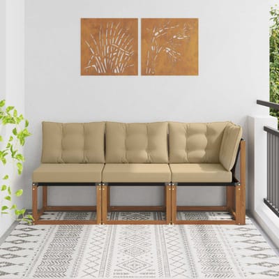 vidaXL - 3 - st - Outdoor - Midden- - en - Hoekbank - Naturel