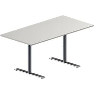 Schäfer Shop  Genius Vergadertafel MODENA FLEX, in hoogte verstelbaar, rechthoekige vorm, T-poot ronde buis, B 1600 x D 800 mm, lichtgrijs