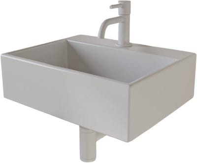 AquaVik Fonteinset Kvadrat Keramisch Wit Kraan Midden Mat Wit Kraan 38,4x30x12cm