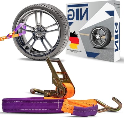Spanbanden Set - Autotransport Gordels - Voertuig Beveiligen - Eén Sjorpunt Nodig - 8 Stuks 35mm - Paars