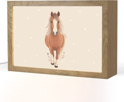 Nachtlampje 30x20 cm - Kinder lampje - Paard - Galop - Bruin - Stippen - Tafellamp kinderkamer - Slaapkamer lamp - Bedlamp kinderen - Kinderlampje stopcontact - Wandlamp babykamer - Nachtlampjes