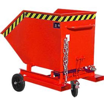 Spanencontainer Bauer SKW-ET 400, staal, rood, B 1320 x D 900 x H 1090 mm, 400 l, tot 300 kg, rollen, handmatig kiepen, met inrijvakken