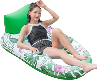 Zwembad Drijver - Opblaasbare Hangmat - Ontspannen op Water - Verbreed Basis Ontwerp - 142x82cm - Groene Bladeren