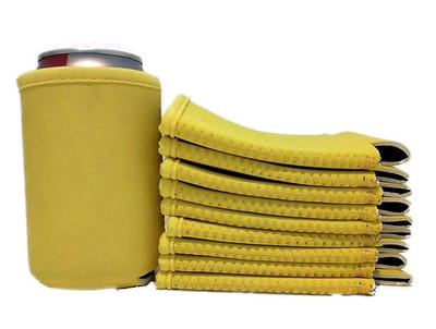 EIZOOK 10x Neopreen Blikkoelers Geel – Koelhouders voor Bier- en Frisdrankblikjes 330 ml – Opvouwbare Can Coolers