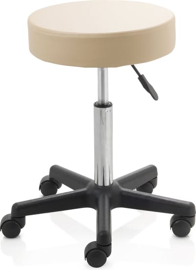 ZenGrowth ergonomische tabouret met middelhoge gasveer beige - Kapperskruk op zachte wielen – Tabouret - In hoogte verstelbaar