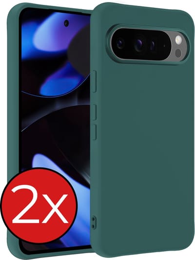 Hoesje - 2 Stuks - Geschikt voor Google Pixel 10 Pro - Sterk & Shockproof - Telefoonhoes - Back Cover - Case Siliconen - Telefoon Hoes - Donkergroen