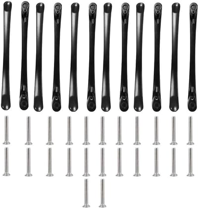Set van 12 Zwarte Keukenhandgrepen van Aluminium Legering voor Kasten, Meubels en Lades - 16,2 cm met Schroeven
