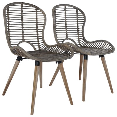 vidaXL - Eetkamerstoelen - 2 - st - natuurlijk - rattan - bruin