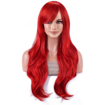 Synthetische Probeauty Zeemeermin Pruik Lang Rood Krullend Body Wave Pruik Halloween Cosplay Kostuum Pruik voor Vrouwen Mode Pruik voor Dagelijkse P 28inches rood
