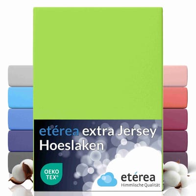etérea Extra Jersey Hoeslaken 240x220 cm - Oekotex - 100% katoen - bis 35 cm - Groen