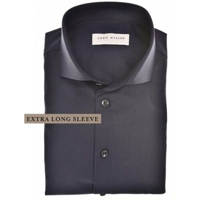 John Miller Overhemd Extra Long Sleeve Wide-Spread Solid Color Wool Blend Mouwlengte 7 Navy / male