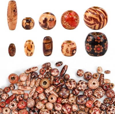 448 stuks beschilderde houten kralen set - Houten kralen met groot gat - Sieraden & kunsthandwerk - DIY - Handgeschilderde kralen