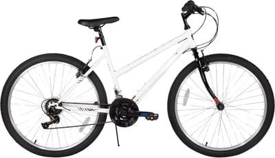 Dames mountainbike 61–66 cm – Voor volwassenen voor woon- en sportief gebruik op trail en weg – Met 18 versnellingen en hardtail ontwerp – Wit aluminium frame