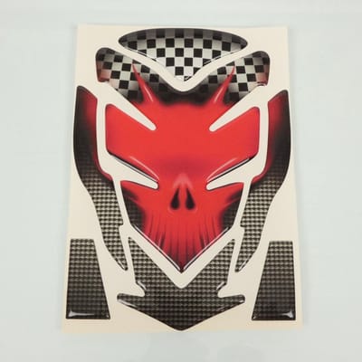 Protection réservoir pour moto adhésive Mad Skeletdrag rouge noir carbone crâne Neuf