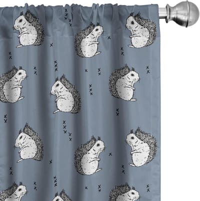 ABAKUHAUS Gordijnen met eekhoorns – 2-delige set 75x225 cm – microvezel – multicolor blauw/grijs