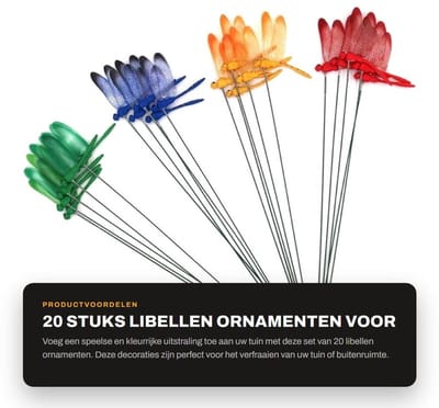 Dailygoods- Libellenornamenten - 20 Stuks - Tuinsteker - Tuin Decoratie voor Buiten - Tuinbeelden - Buiten Decoratie - Stick voor Tuinplanten - Tuindecoratie