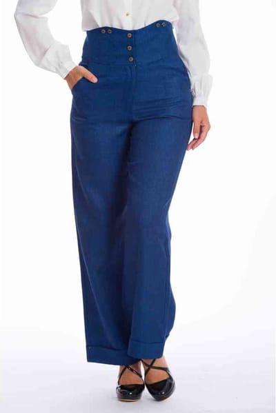 Dancing Days - SASSY Wijde broek - XS - Blauw