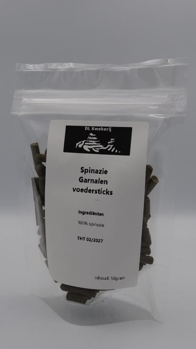 Spinazie voedersticks - 50gram - garnalen voeding - DL Kwekerij