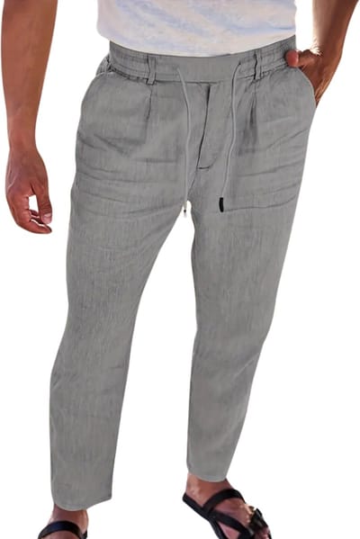 Livano Linnen Broek Heren - Zomerbroek - Volwassenen - Lange Broek - Pantalon - Strandbroek - Zomer - Ibiza Stijl - Grijs - Maat S