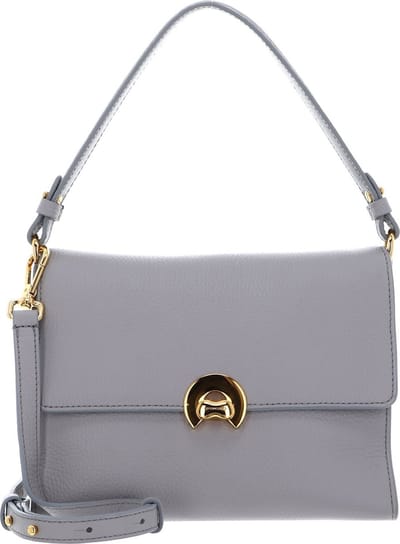 COCCINELLE Leren Schoudertas Binxie Handbag Grained Leather Light Grey Lichtgrijs