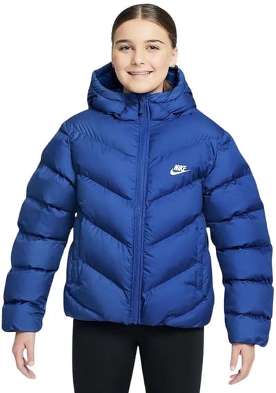 Nike sportswear all day play gewatteerd therma-fit winterjas in de kleur blauw.