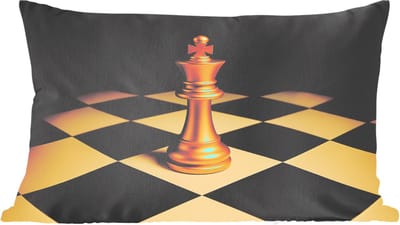 Sierkussens - Kussentjes Woonkamer - 60x40 cm - Schaakstuk - Koning - Schaakbord - Geblokt