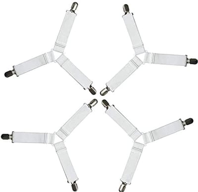 4 stuks 3 clips bedhoekhouder bedlakenbevestigingen matrashoesclips zware beddengoed lakens elastische banden verstelbaar 4 stuks (wit, 3 clips)