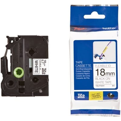 Brother TZe-FX241 flexi ID tape zwart op wit 18mm x 8m (origineel)
